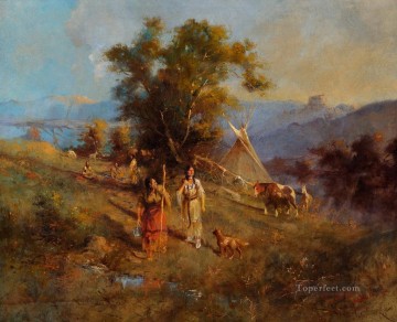 アメリカインディアン Painting - カラス村西アメリカ